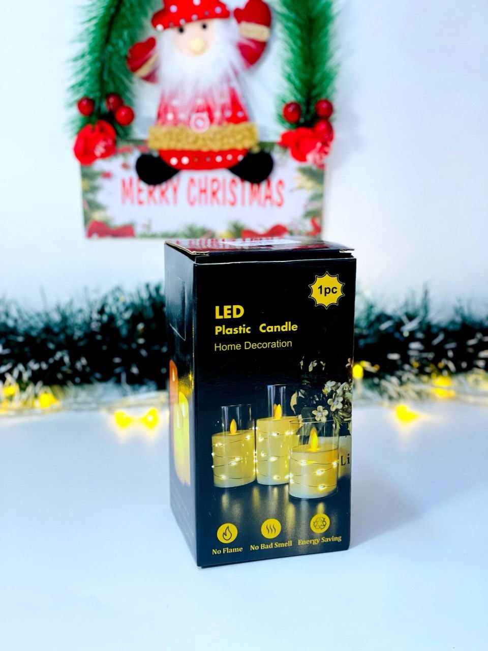 شمعة LED بلاستيكية بإضاءة دافئة للديكور المنزلي