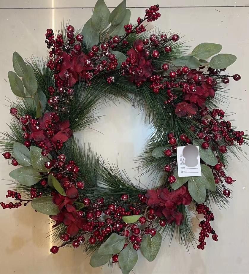 كورونا زينة أخضر بورد أحمر وكريز للمناسبات