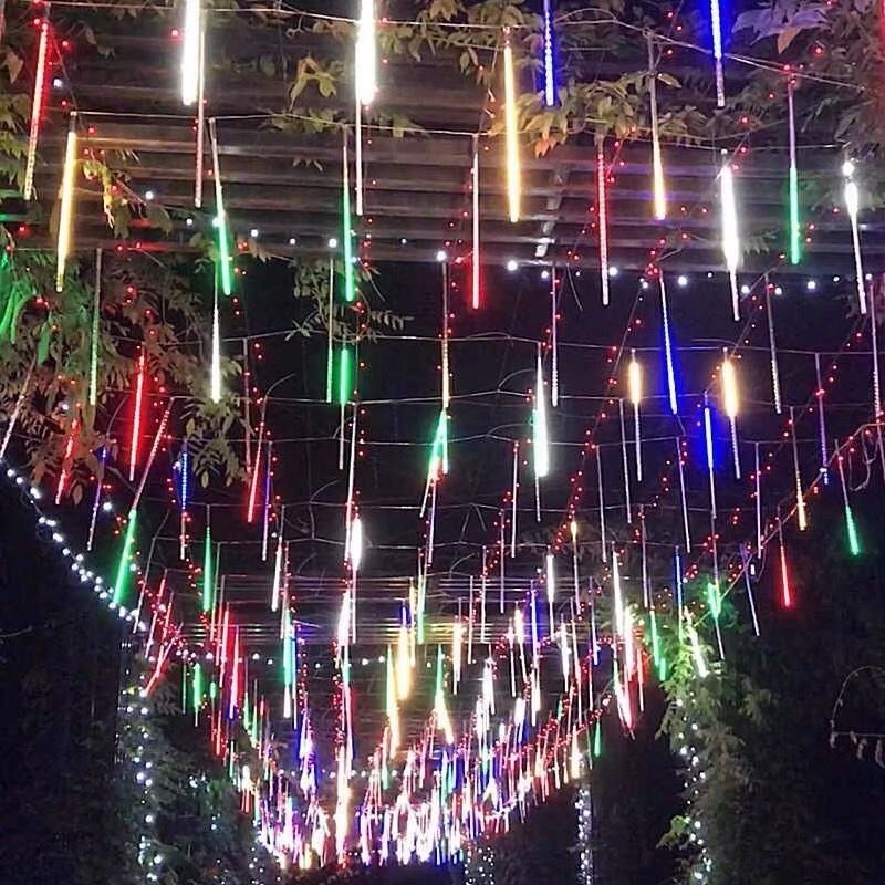 حبل إضاءة LED شكل قطرات مطر متساقطة - 5 متر