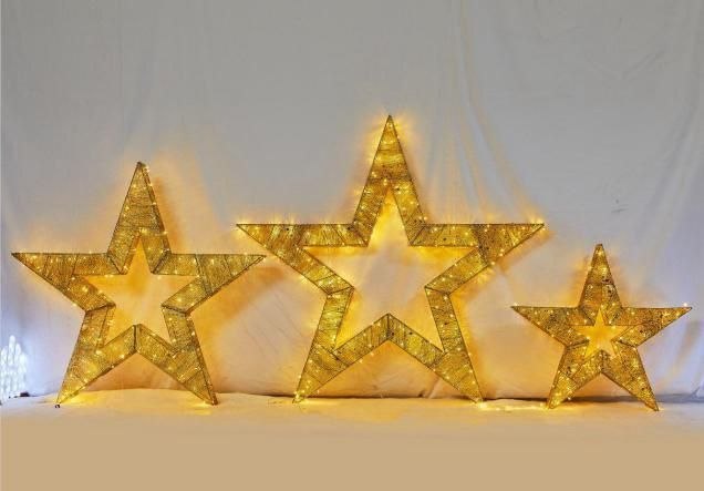 طقم نجوم مضيئة ديكور ثلاث قطع بإضاءة LED